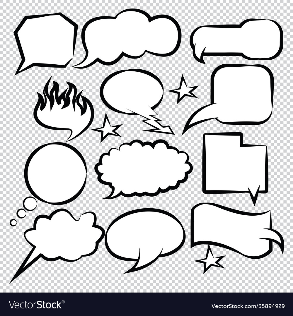 Comic speech bubbles icons collection color