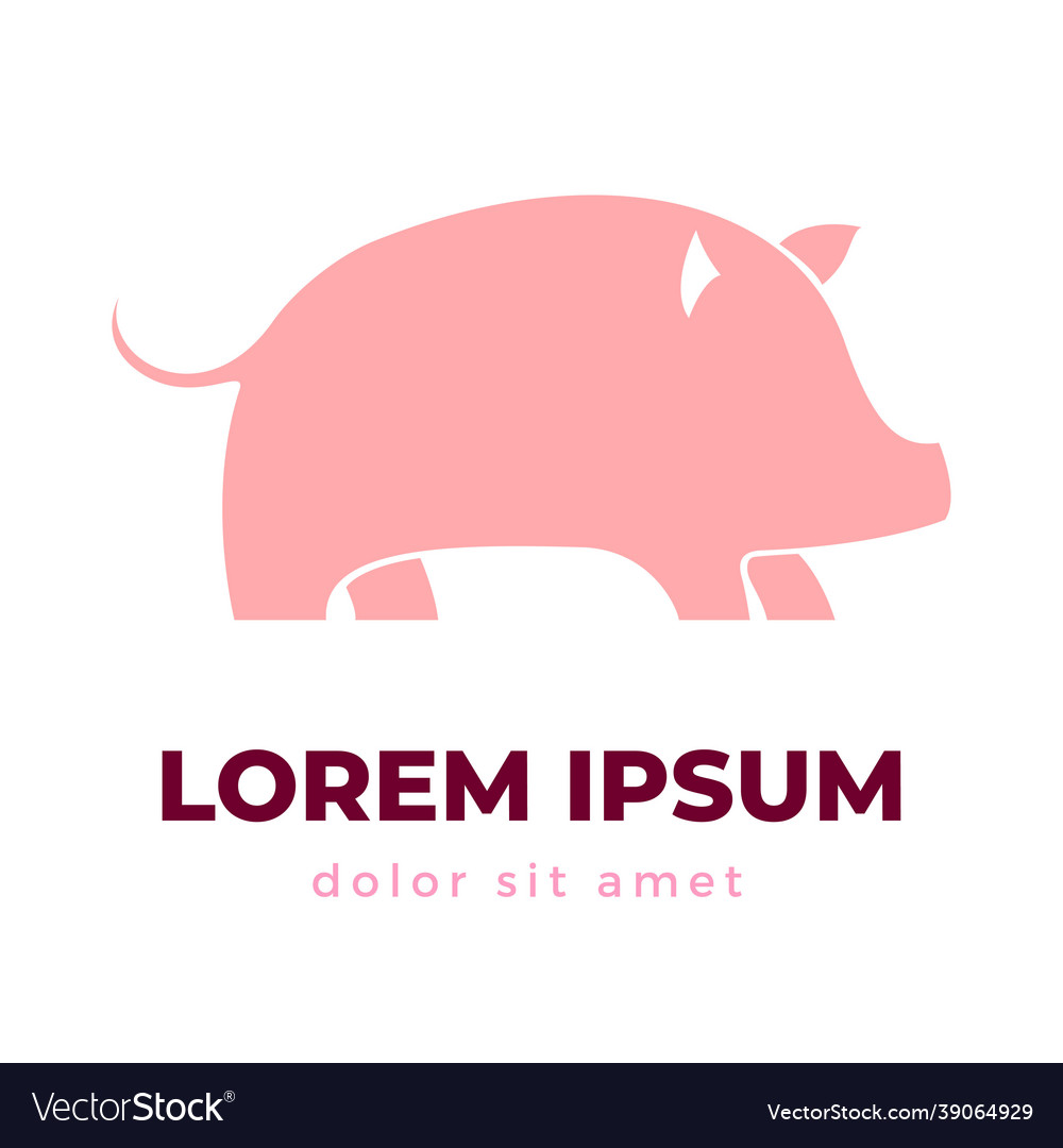 Cute pink pig logo icon Royalty Free Vector Image