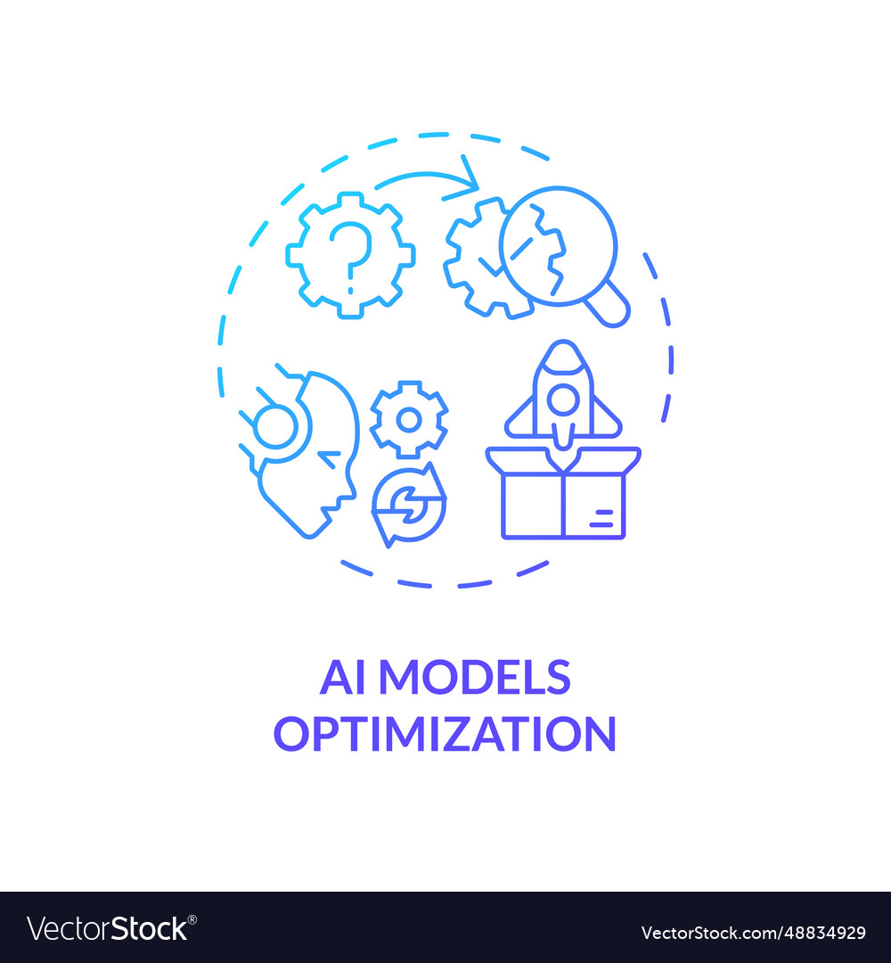 Gradient thin line icon ai models optimization vector image Gradient thin line icon ai models optimization