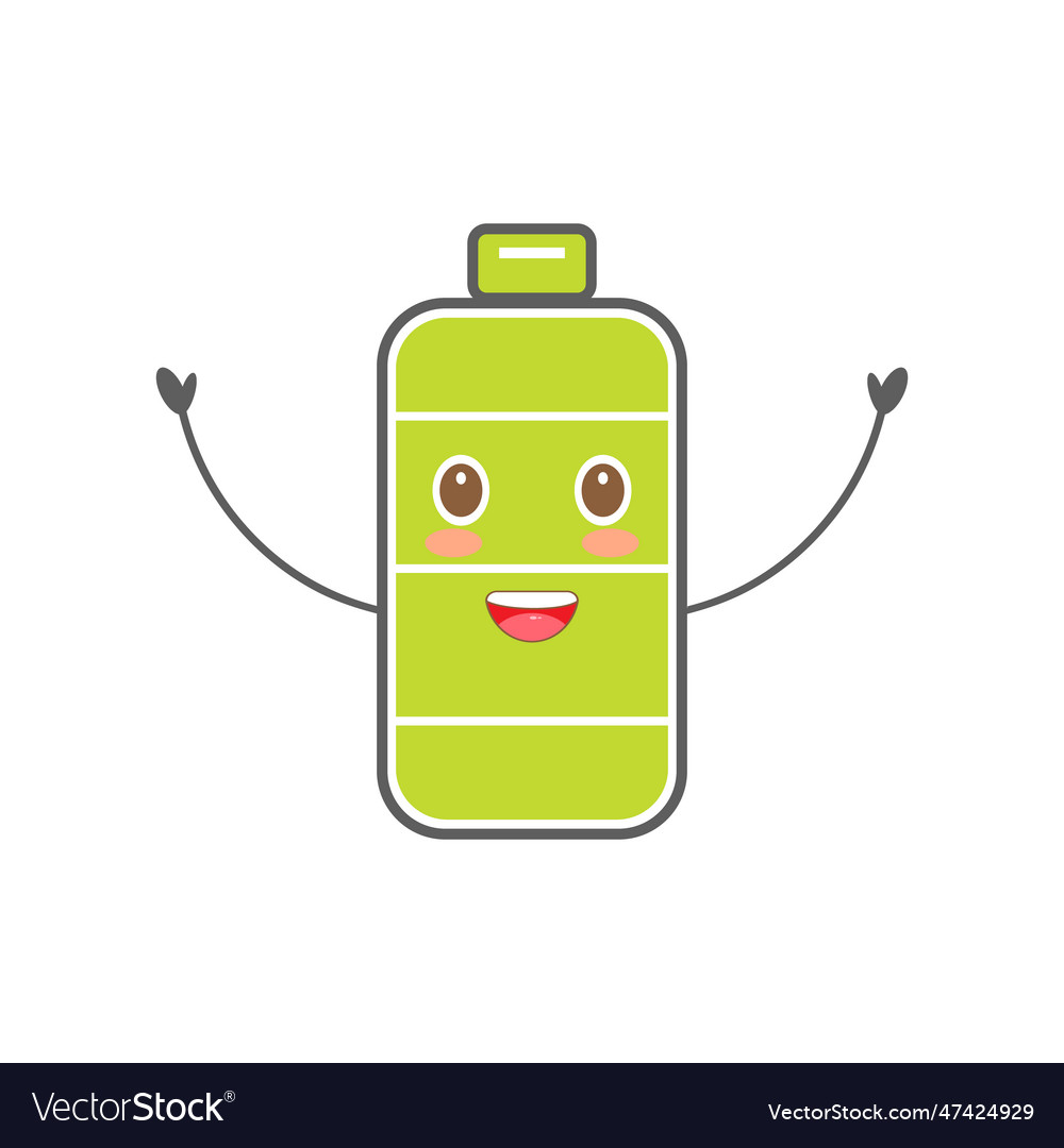 Happy character battery mascot cartoon