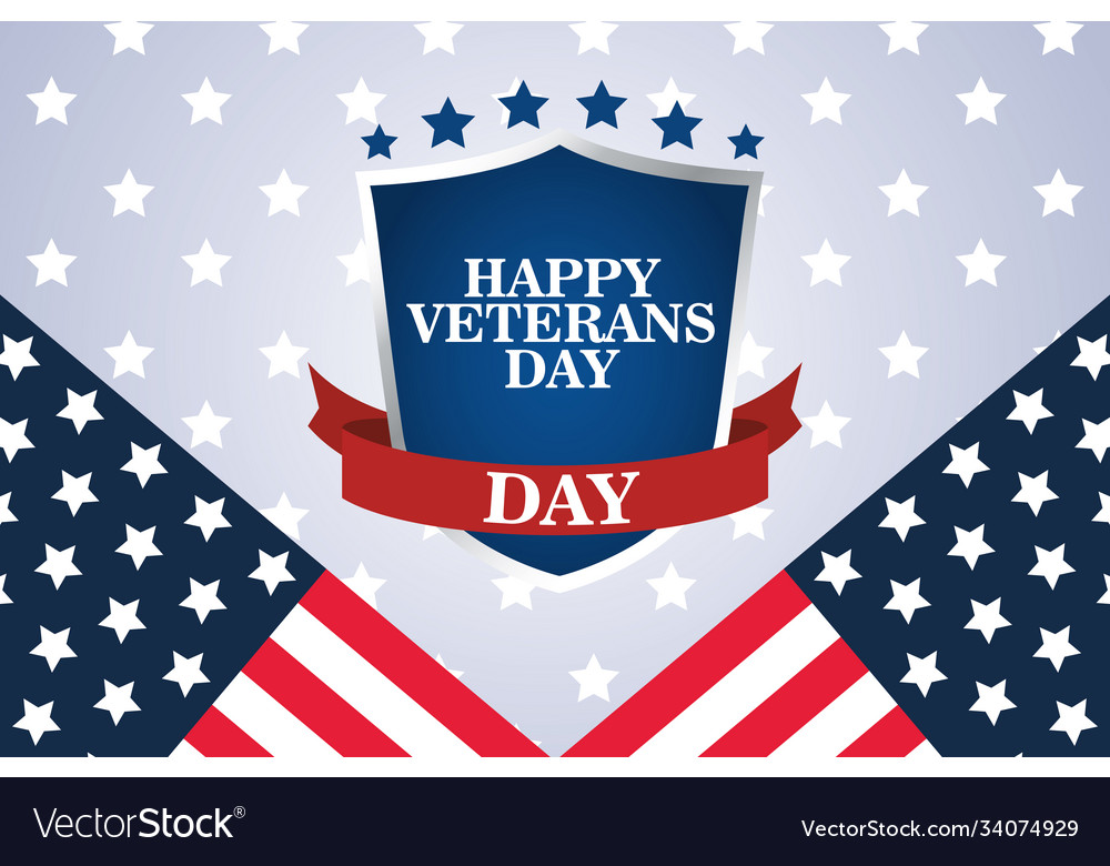 Happy veterans day celebration with lettering