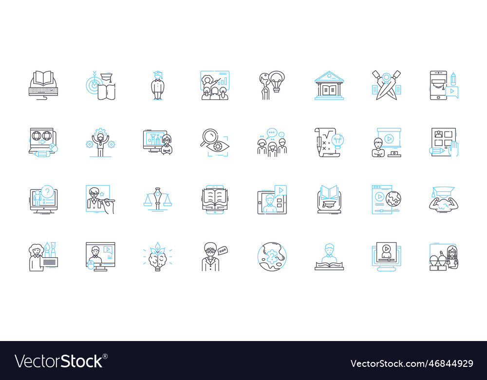 Knowledge acquisition linear icons set learning vector image Knowledge acquisition linear icons set learning
