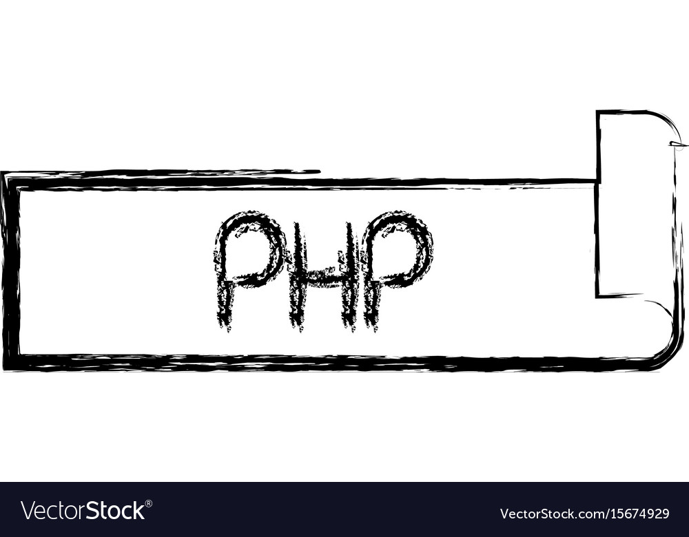 Monochrome blurred silhouette label text of php