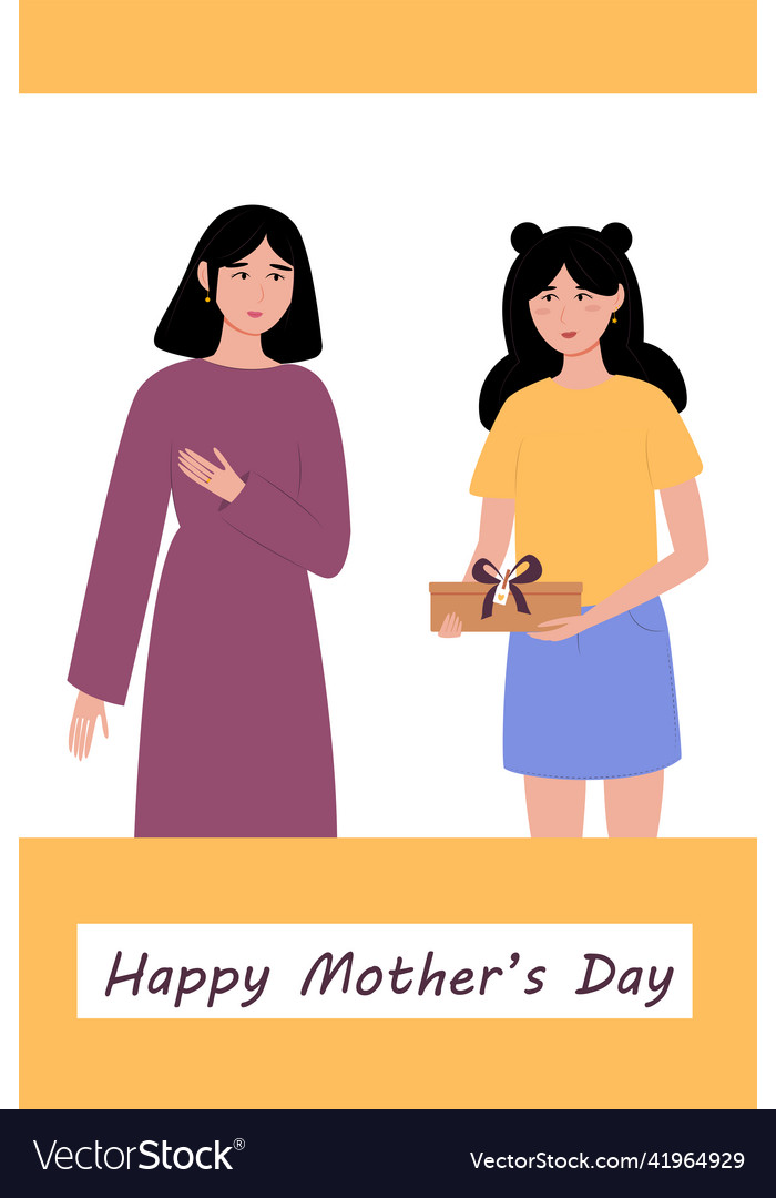 Mothers day present concept smiling girl giving