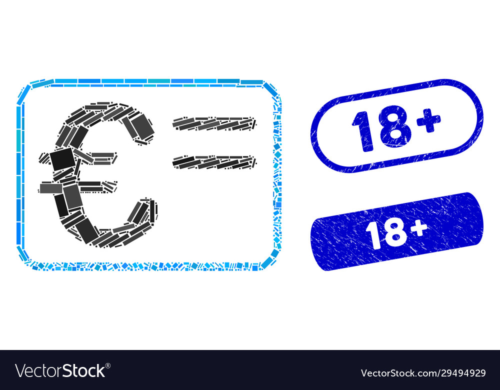 Rectangle Collage Euro-Kontokarte mit gekratzt