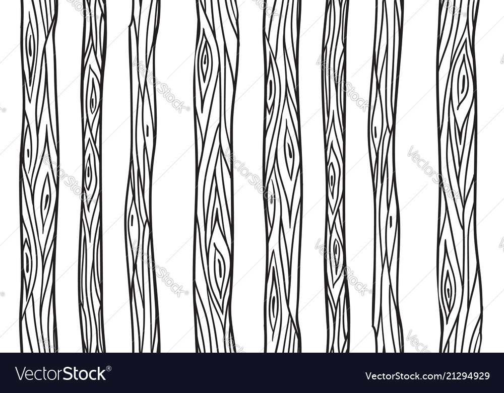 Line The Art Element : Seamless texture with doodle tree trunks element vector image