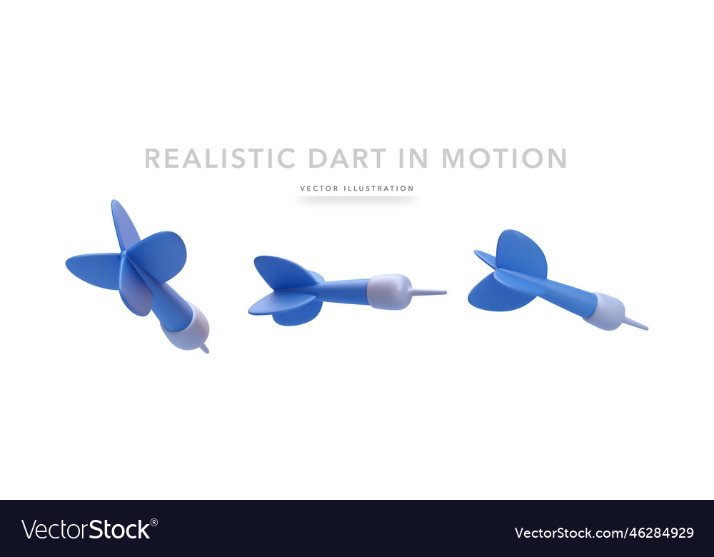 Set of 3d realistic blue darts isolated on white Vector Image