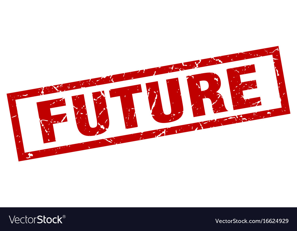 Square grunge red future stamp