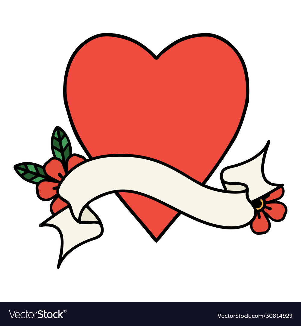 Tattoo with banner a heart Royalty Free Vector Image