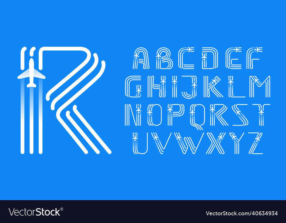 Alphabet made of three parallel lines vector image Alphabet made of three parallel lines
