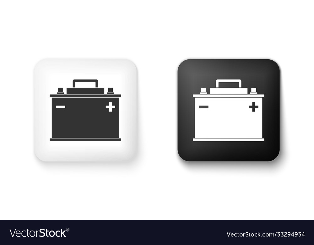 Black and white car battery icon isolated