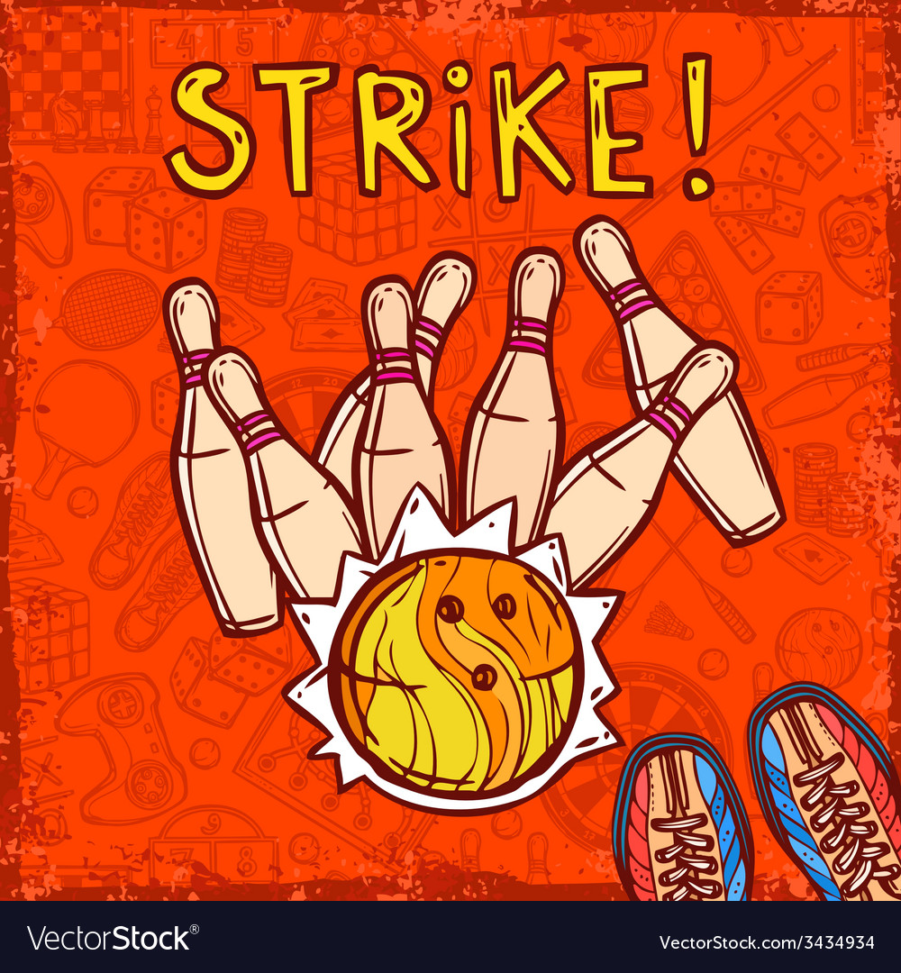 Bowling sketch background Royalty Free Vector Image