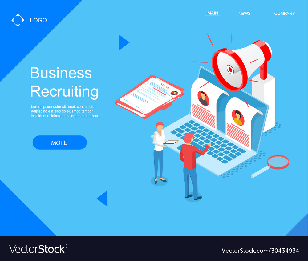 Business Rekrutierung Konzept Karte Landing Web Seite vector image Business Rekrutierung Konzept Karte Landing Web Seite