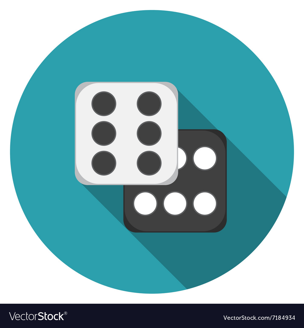 Flat Design Dice Icon With Long Shadow Isolated Vector Image