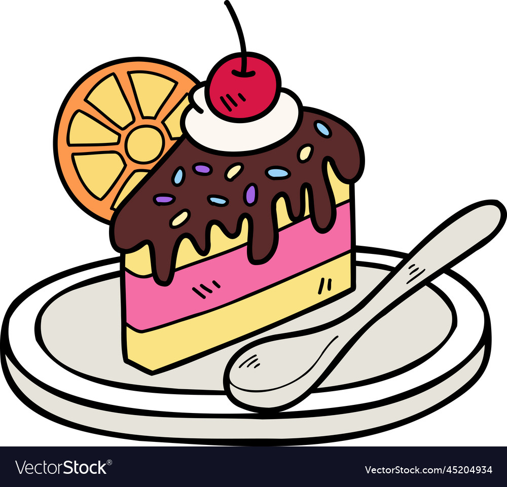 Hand drawn sliced chocolate cake Royalty Free Vector Image