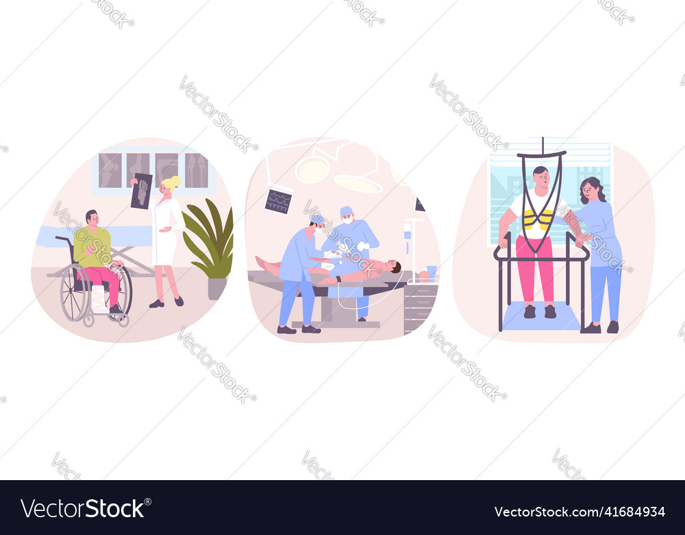 Krankenhaus Routine flache Kompositionen vector image Krankenhaus Routine flache Kompositionen