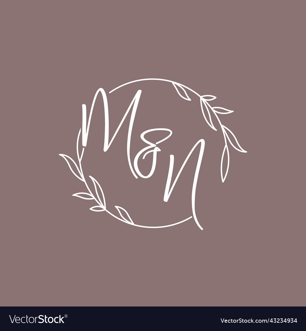 Mn wedding initials monogram logo ideas Royalty Free Vector