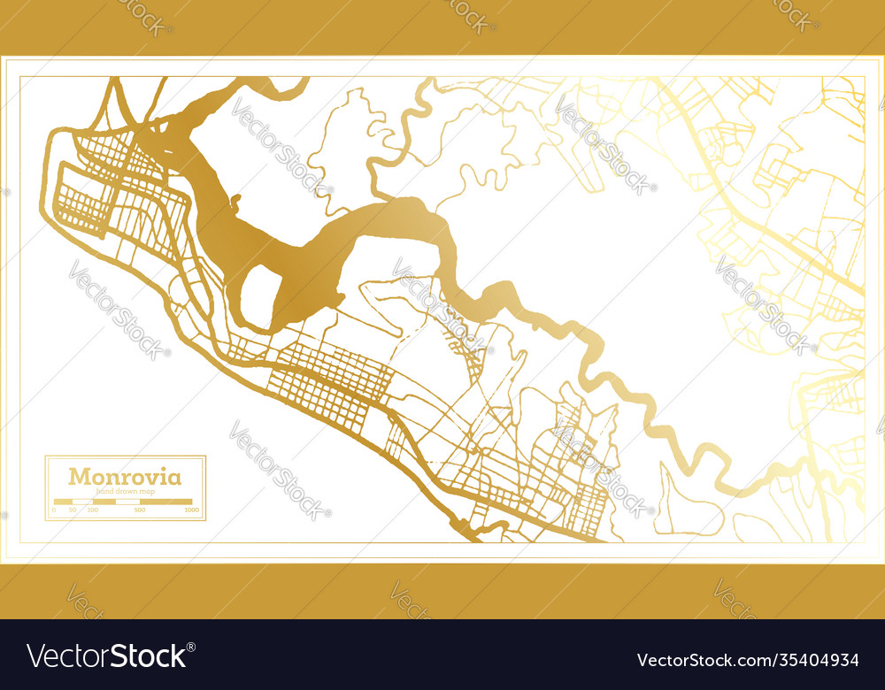 Street Map Of Monrovia Liberia Monrovia Liberia City Map In Retro Style Vector Image