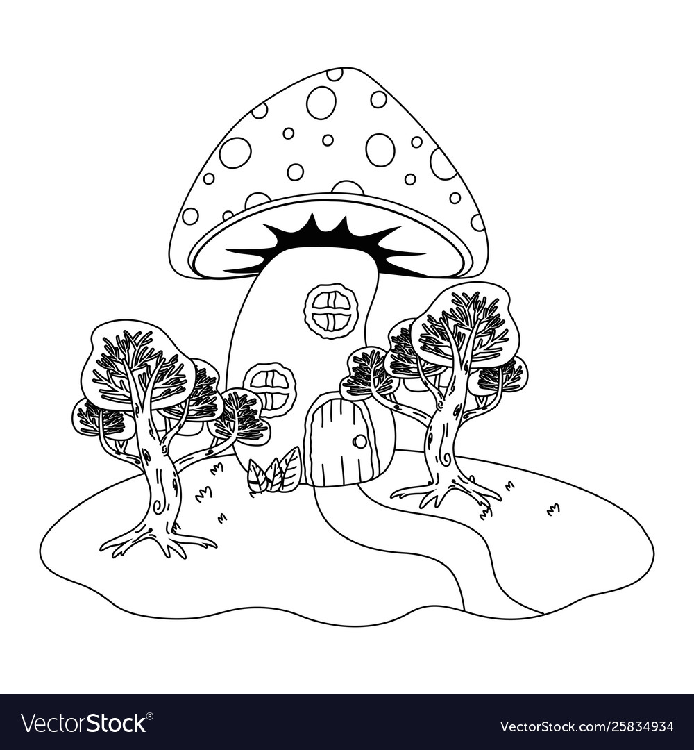 Mushroom house fairytale design Royalty Free Vector Image