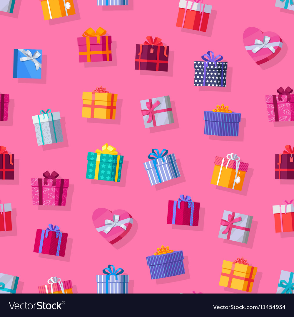 Seamless pattern gift boxes Royalty Free Vector Image