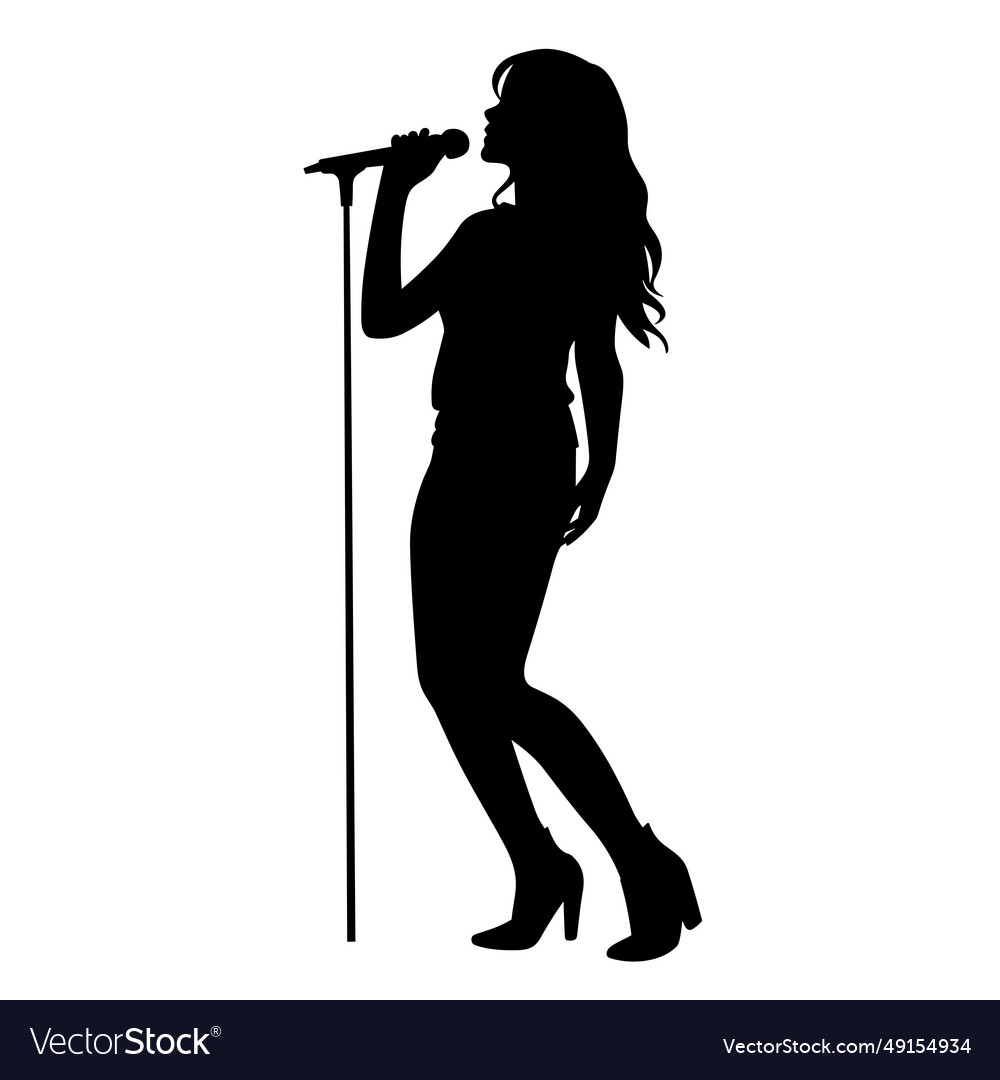 Singer black icon on white background female Vector Image