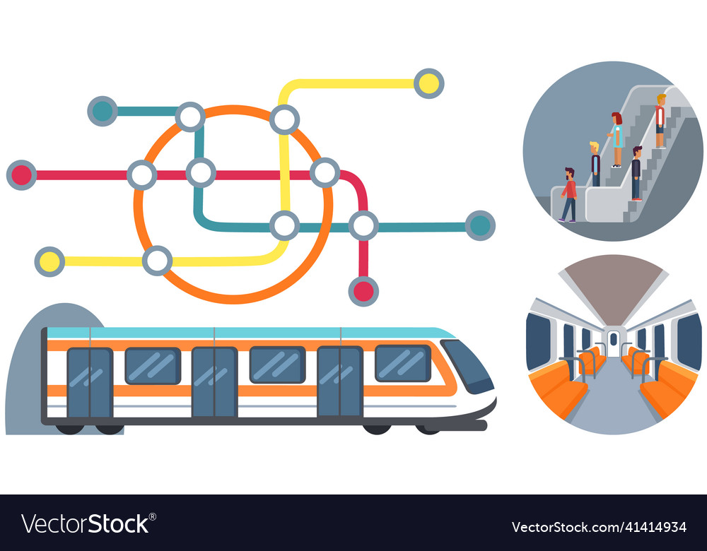 Trains of subway public transport metro