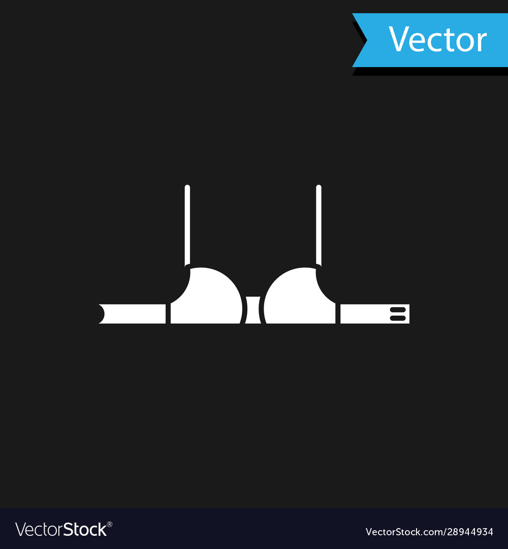 Weiße BH-Ikone isoliert auf schwarzem Hintergrund Frau