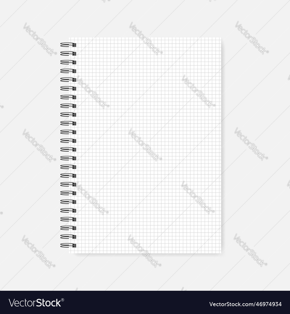 Wire spiral grid lined a4 notebook - squared vector image Wire spiral grid lined a4 notebook - squared