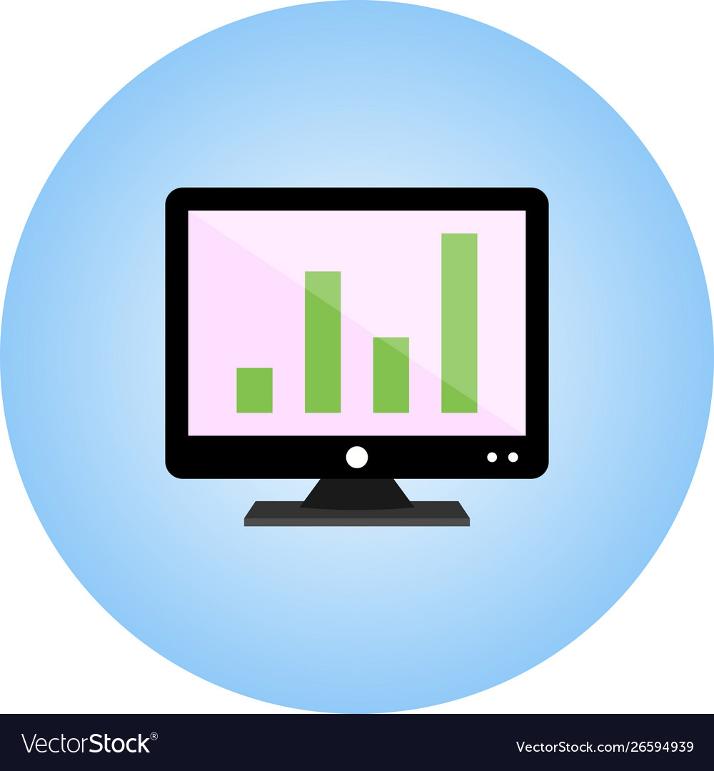 Analytics on screen flat icon with gradient