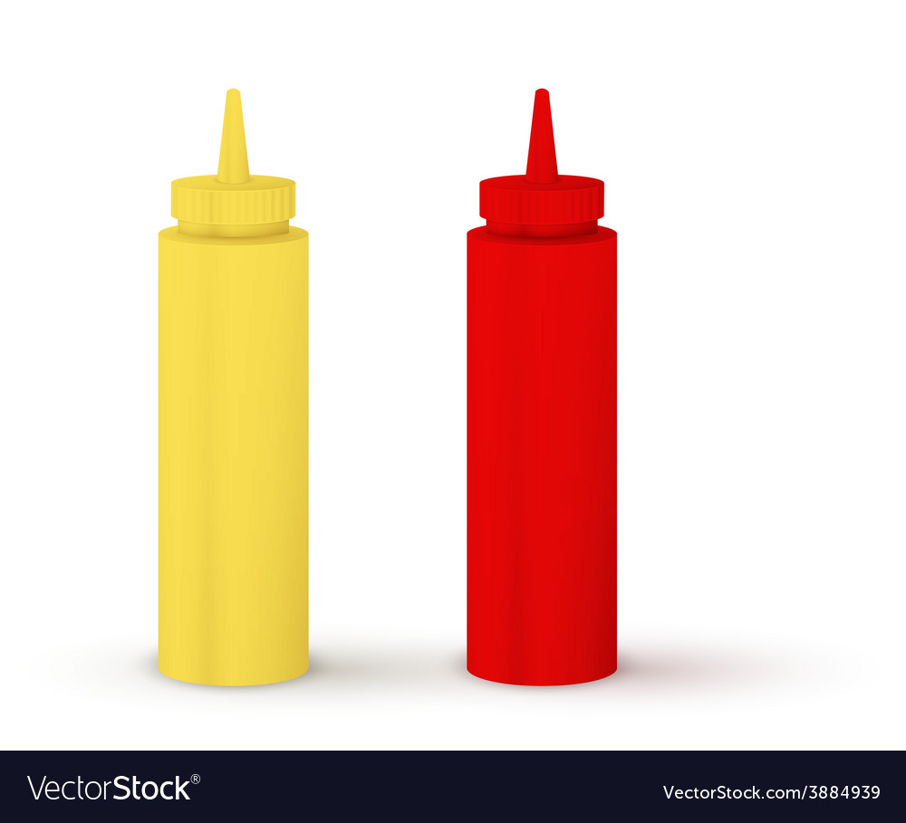 Bottles of ketchup and mustard Royalty Free Vector Image