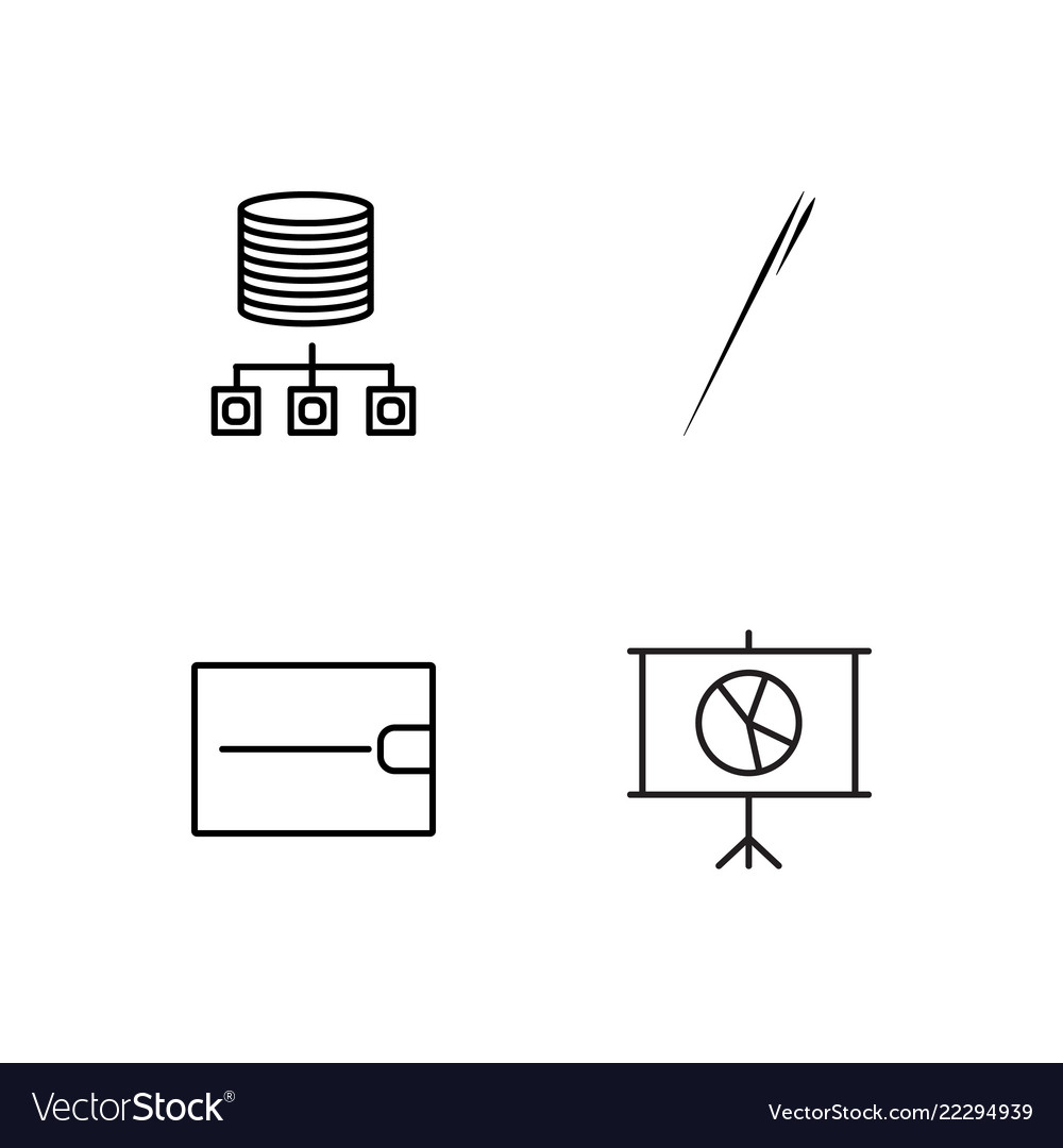 Business simple outlined icons set