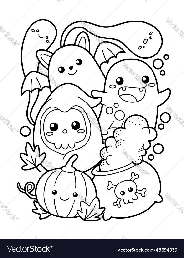 Premium Vector  Kawaii coloring page