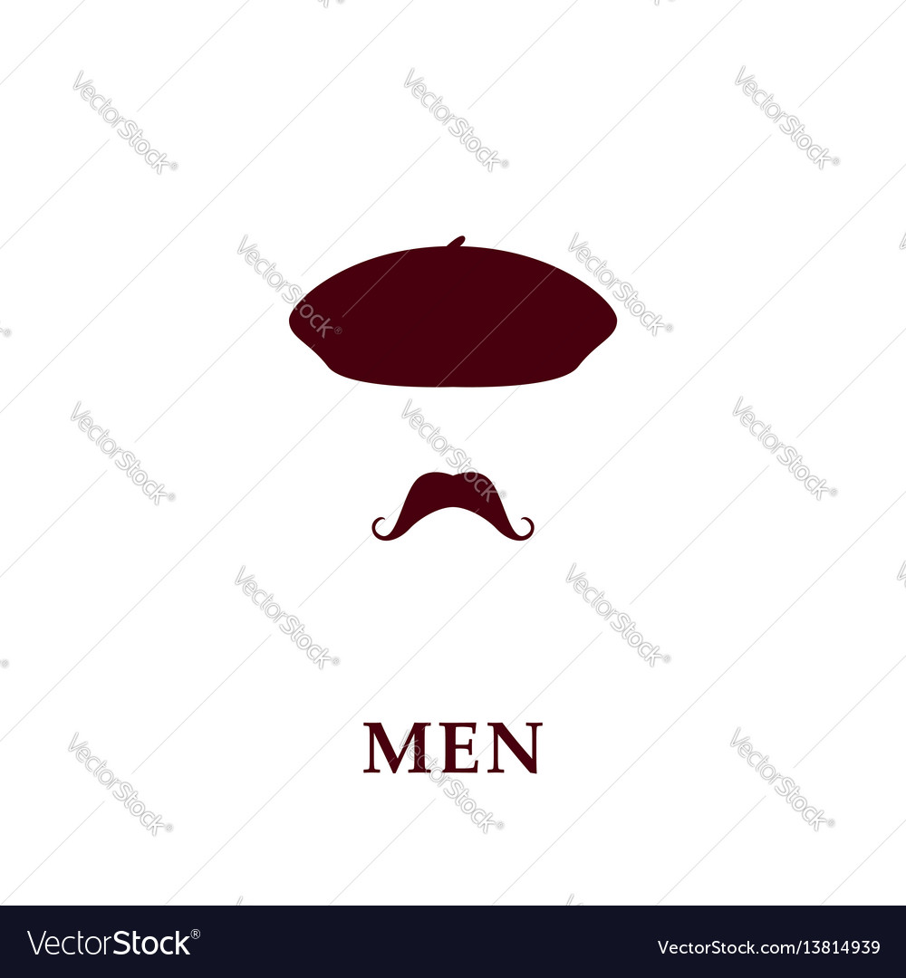 Fashion men beret and mustache icon