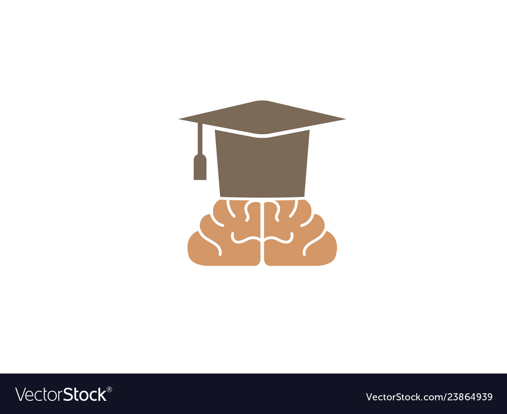 Graduation hat and brain for logo design Vector Image