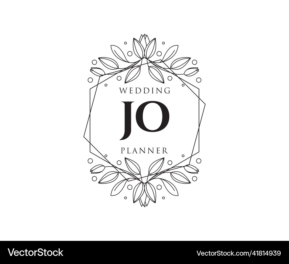 Jo initials letter wedding monogram logos Vector Image