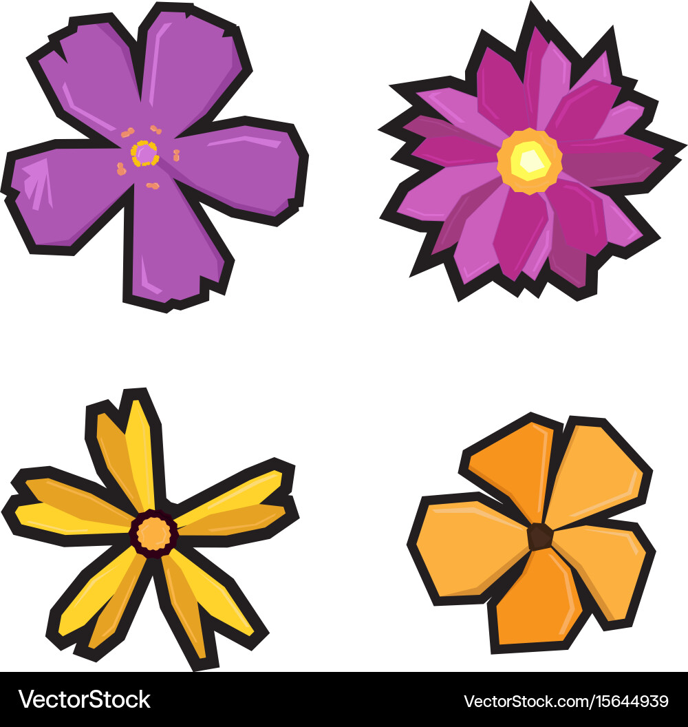 Set geometric flowers Royalty Free Vector Image