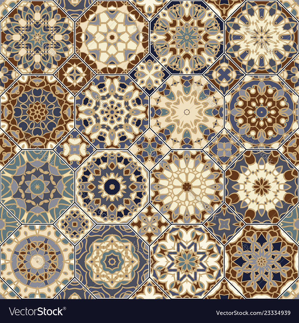 Set of octagonal and square patterns vector image Set of octagonal and square patterns