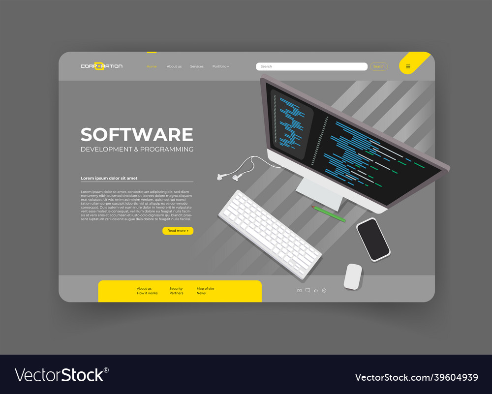 Softwareentwicklung und Programmcode vector image Softwareentwicklung und Programmcode