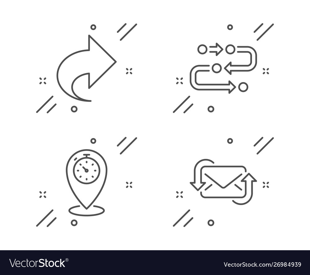 Timer share and methodology icons set refresh vector image Timer share and methodology icons set refresh