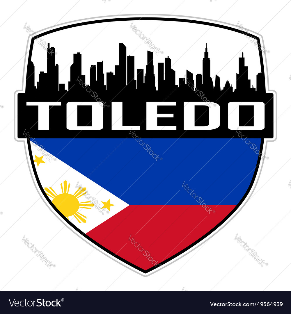 Toledo skyline silhouette philippines flag travel