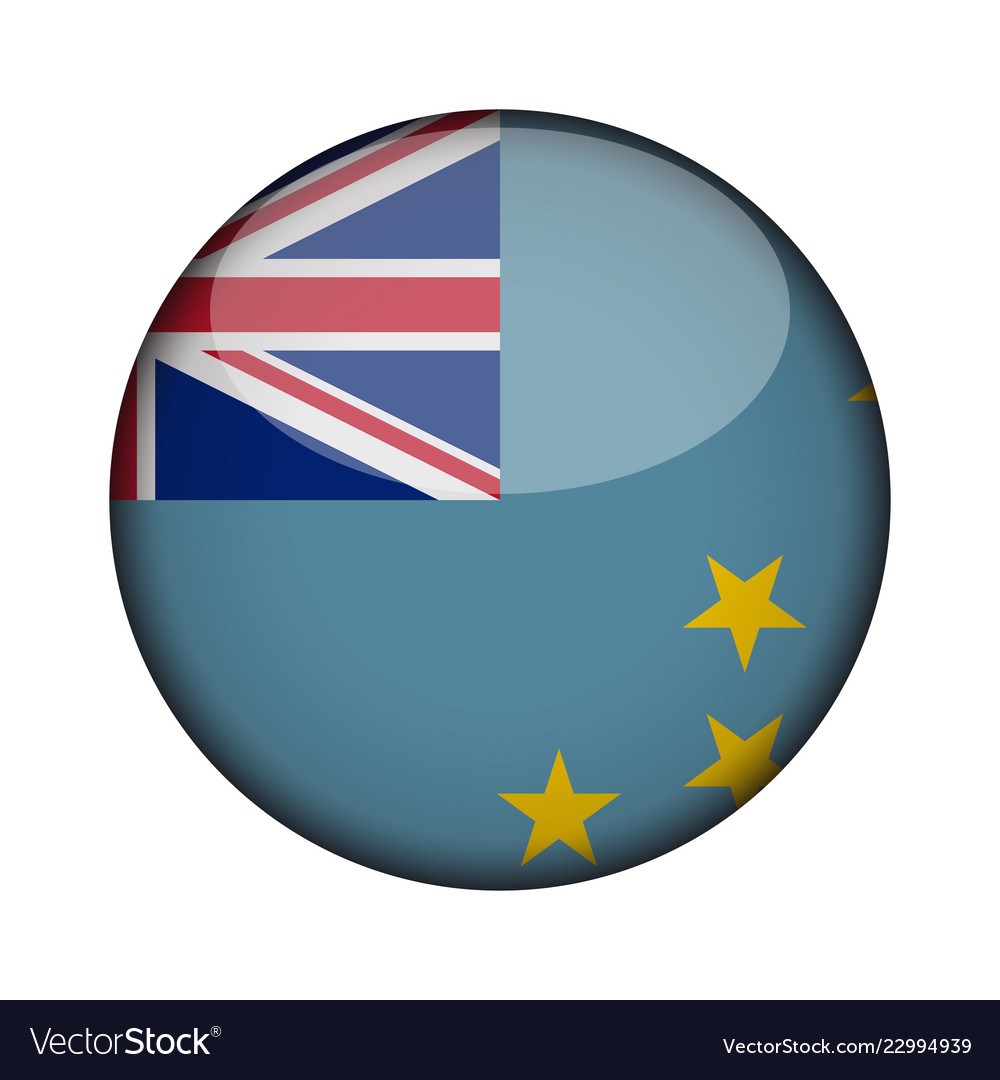 Tuvalu flag in glossy round button of icon