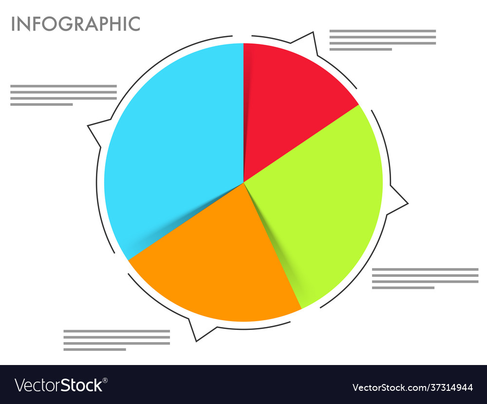 Colorful pie chart infographic with pointers