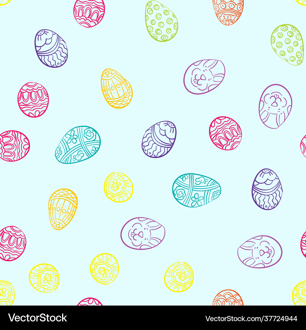 Easter eggs seamless pattern hand drawn Royalty Free Vector