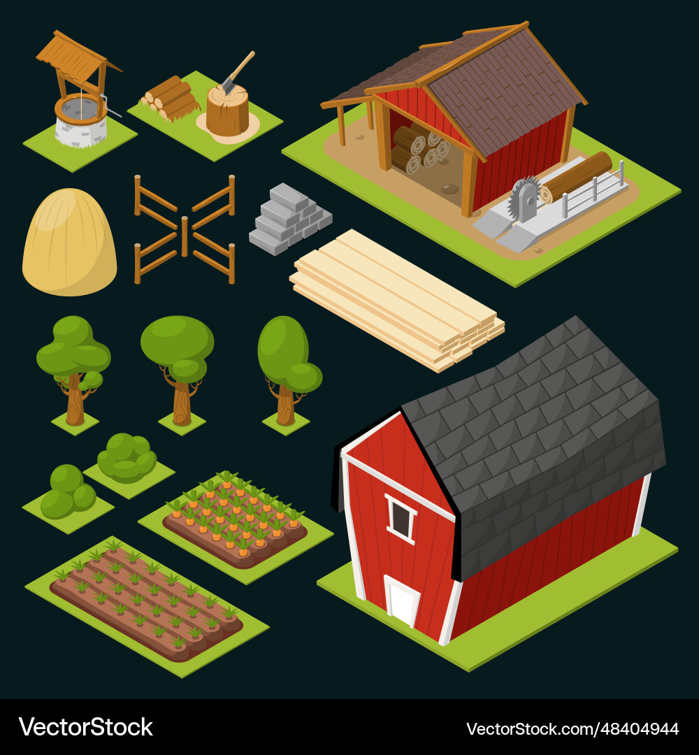 Game isometric icon set Royalty Free Vector Image