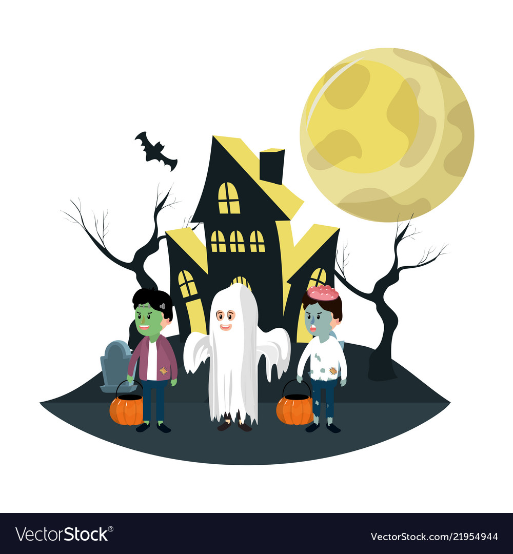 Halloween kids cartoons Royalty Free Vector Image Halloween kids cartoons Royalty Free Vector Image