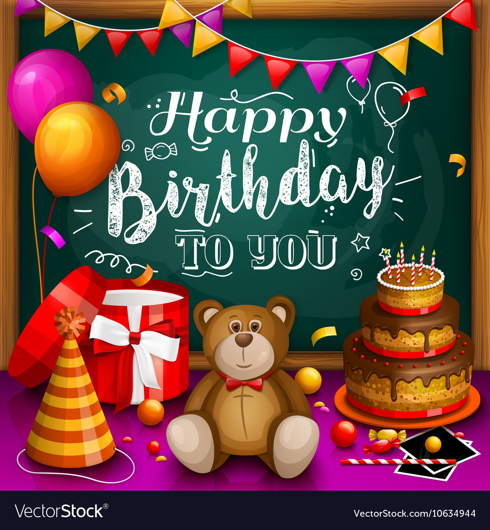 Happy birthday greeting card colorful gift box Vector Image