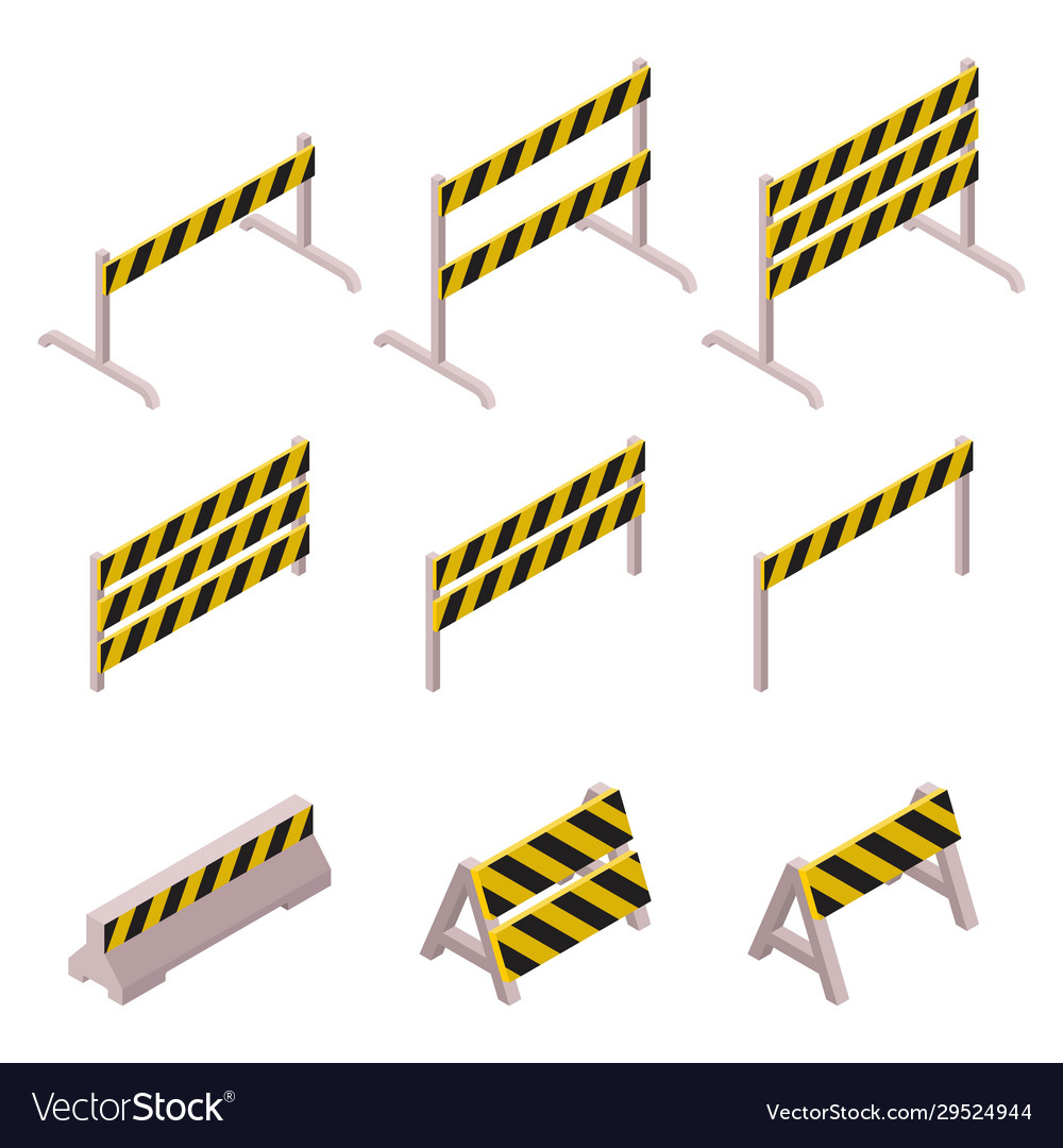 Isometric under construction barrier set il