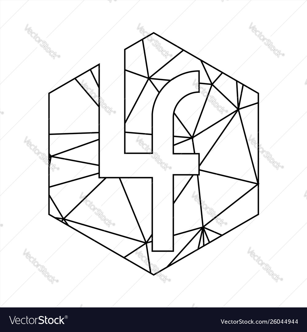 Lf geometric triangle block chain font vector image Lf geometric triangle block chain font