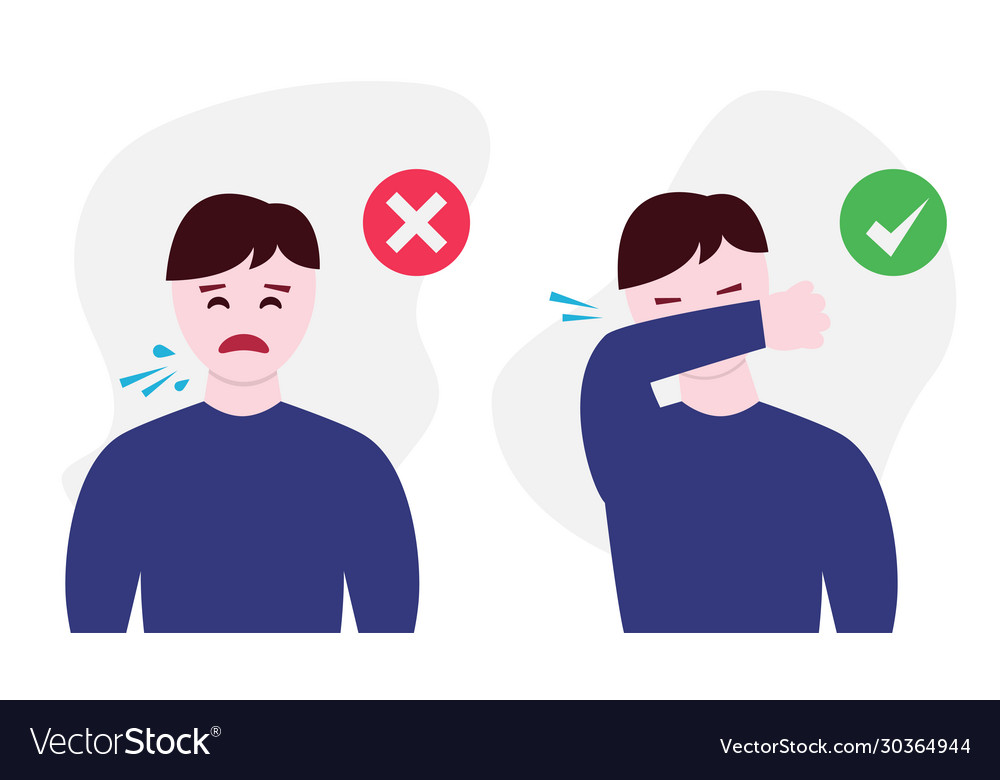 Man character coughing right and wrong Royalty Free Vector