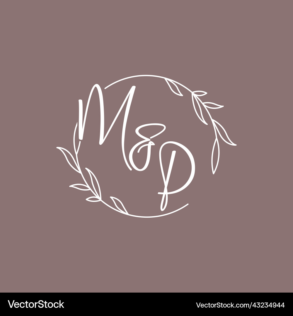 Mp wedding initials monogram logo ideas Royalty Free Vector